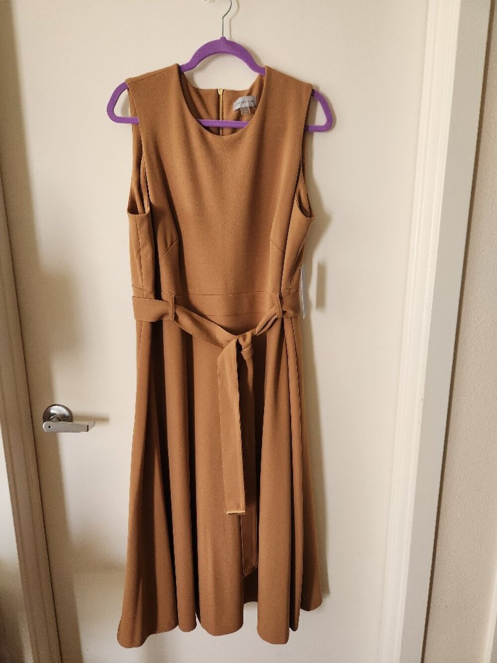 Marc New York Camel Brown Fit and Flare Midi Dress Size 16W